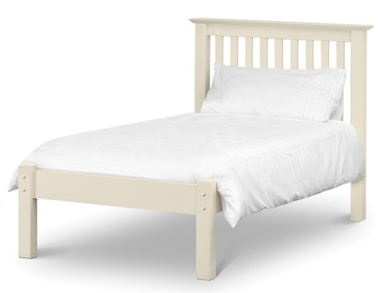 Cama blanca Barcelona con estribo bajo