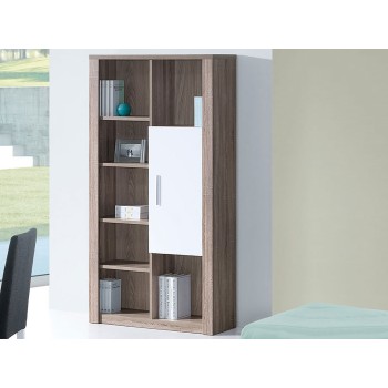 Bibliothèque Como Chêne Gris/Blanc avec 1 Porte Bibliothèque Como Chêne Gris/Blanc avec 1 Porte