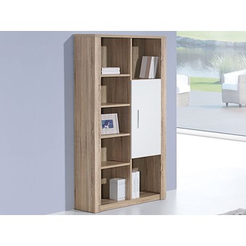Bibliothèque Como Chêne Naturel/Blanc avec 1 Porte Bibliothèque Como Chêne Naturel/Blanc avec 1 Porte