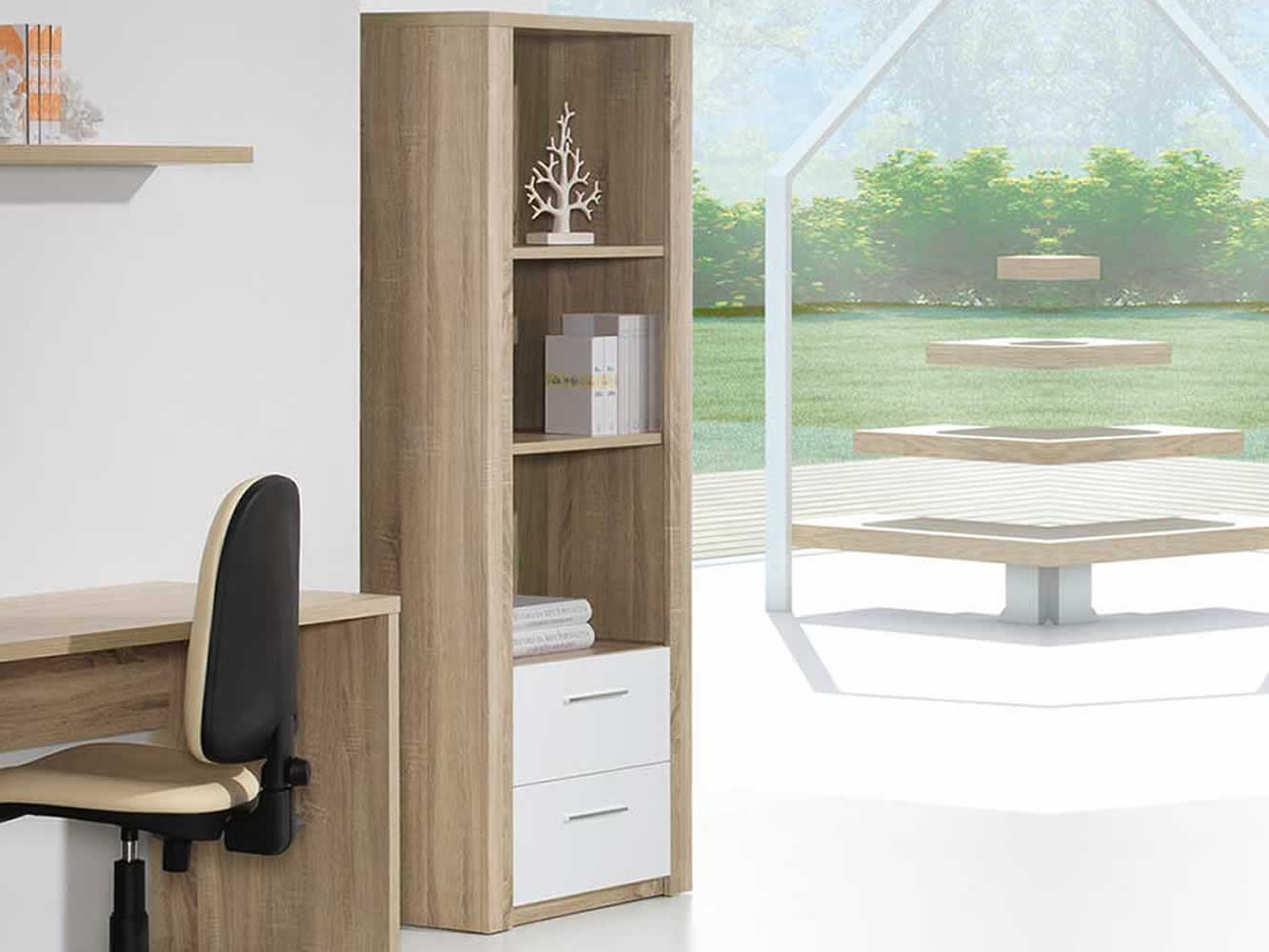 Como Natura Oak/White Bookcase with 2 Dr.