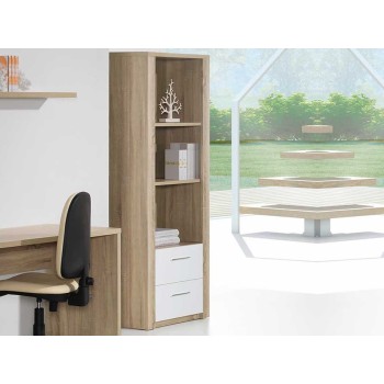 Bibliothèque Como Chêne Naturel/Blanc avec 2 Tir. Bibliothèque Como Chêne Naturel/Blanc avec 2 Tir.