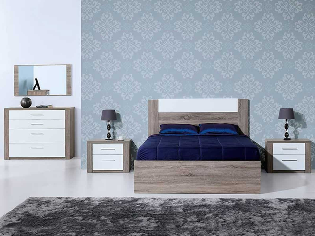 Como Grey Oak/White Double Bedstead