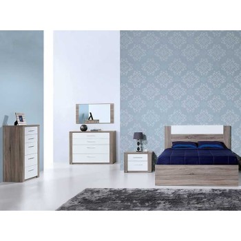 Commode Como Chêne Gris/Blanc 5 tir. Commode Como Chêne Gris/Blanc 5 tir.