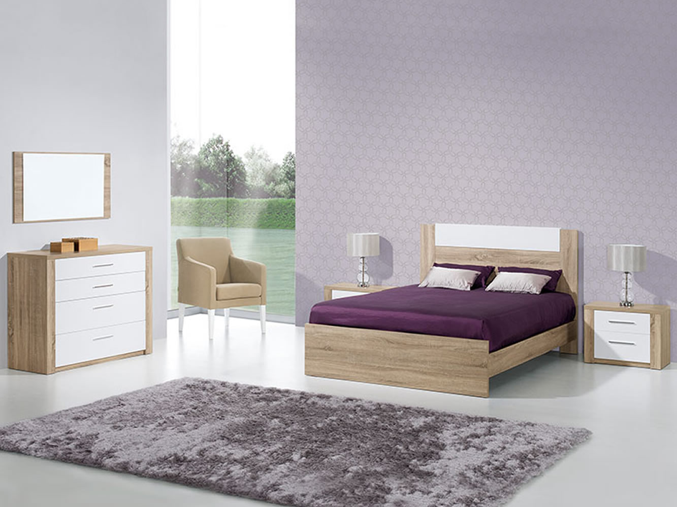 Como Natura Oak/White Double Bedstead