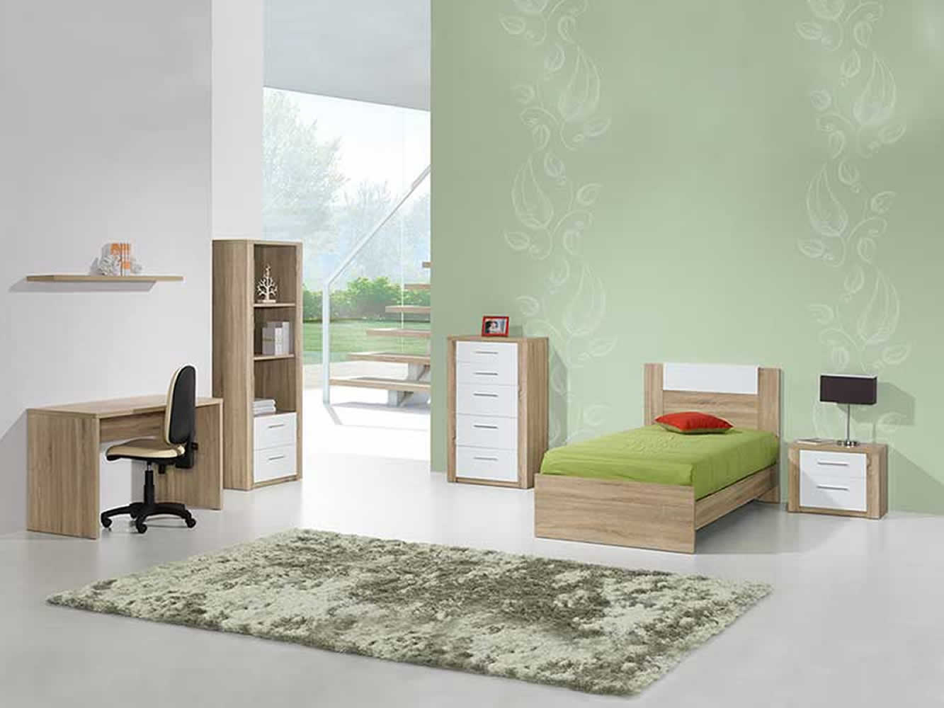 Como Natura Oak/White Bookcase with 2 Dr.