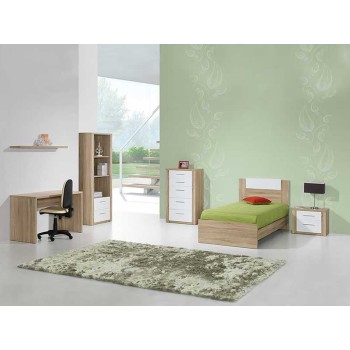 Bibliothèque Como Chêne Naturel/Blanc avec 2 Tir. Bibliothèque Como Chêne Naturel/Blanc avec 2 Tir.