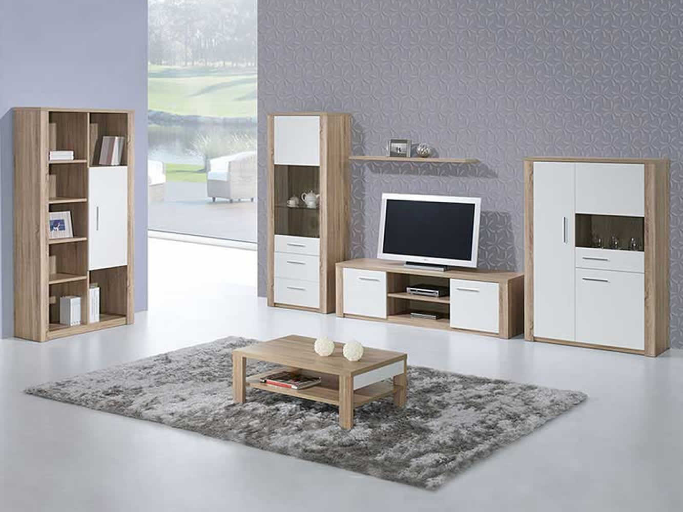 Como Natura Oak/White Bookcase with 1 Door