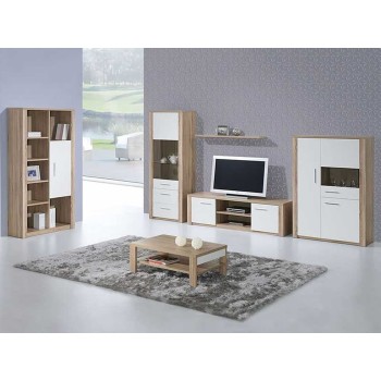 Bibliothèque Como Chêne Naturel/Blanc avec 1 Porte Bibliothèque Como Chêne Naturel/Blanc avec 1 Porte