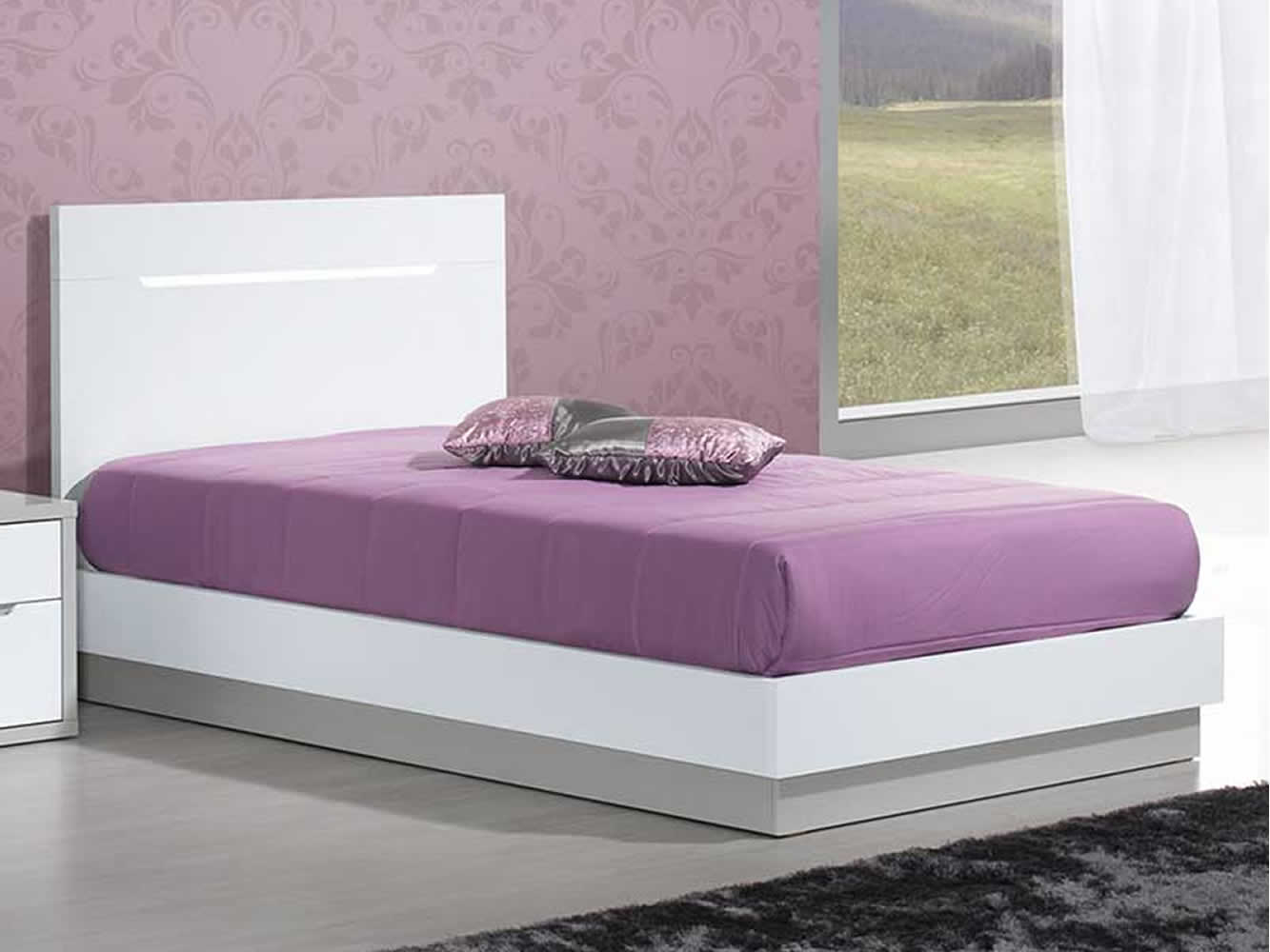 Cama Individual Viena Cinza/Branco