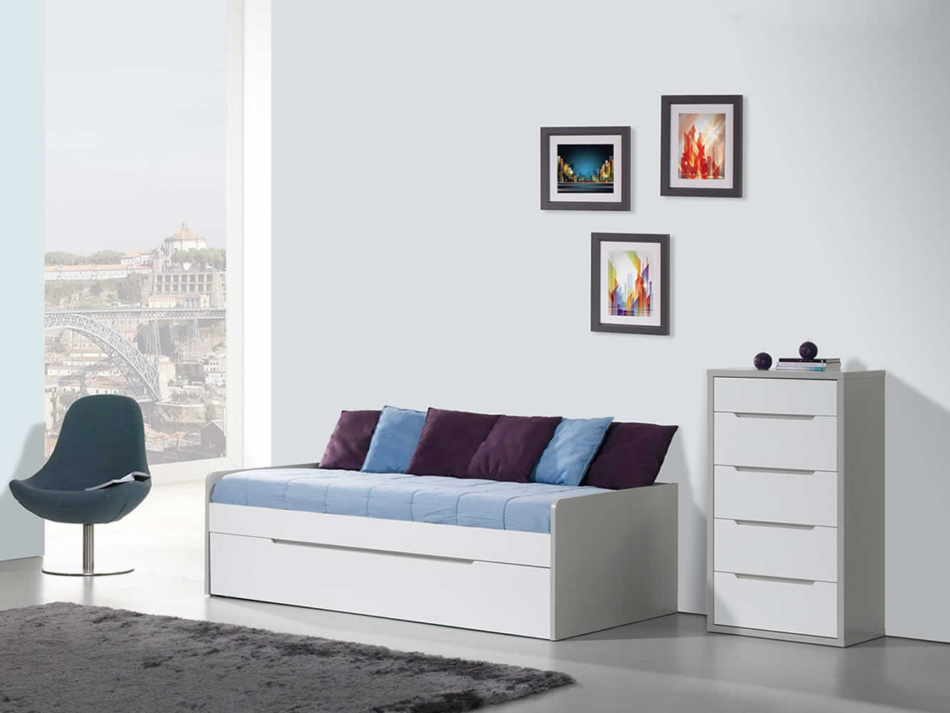 Cama Nido Venice Gris/Blanco