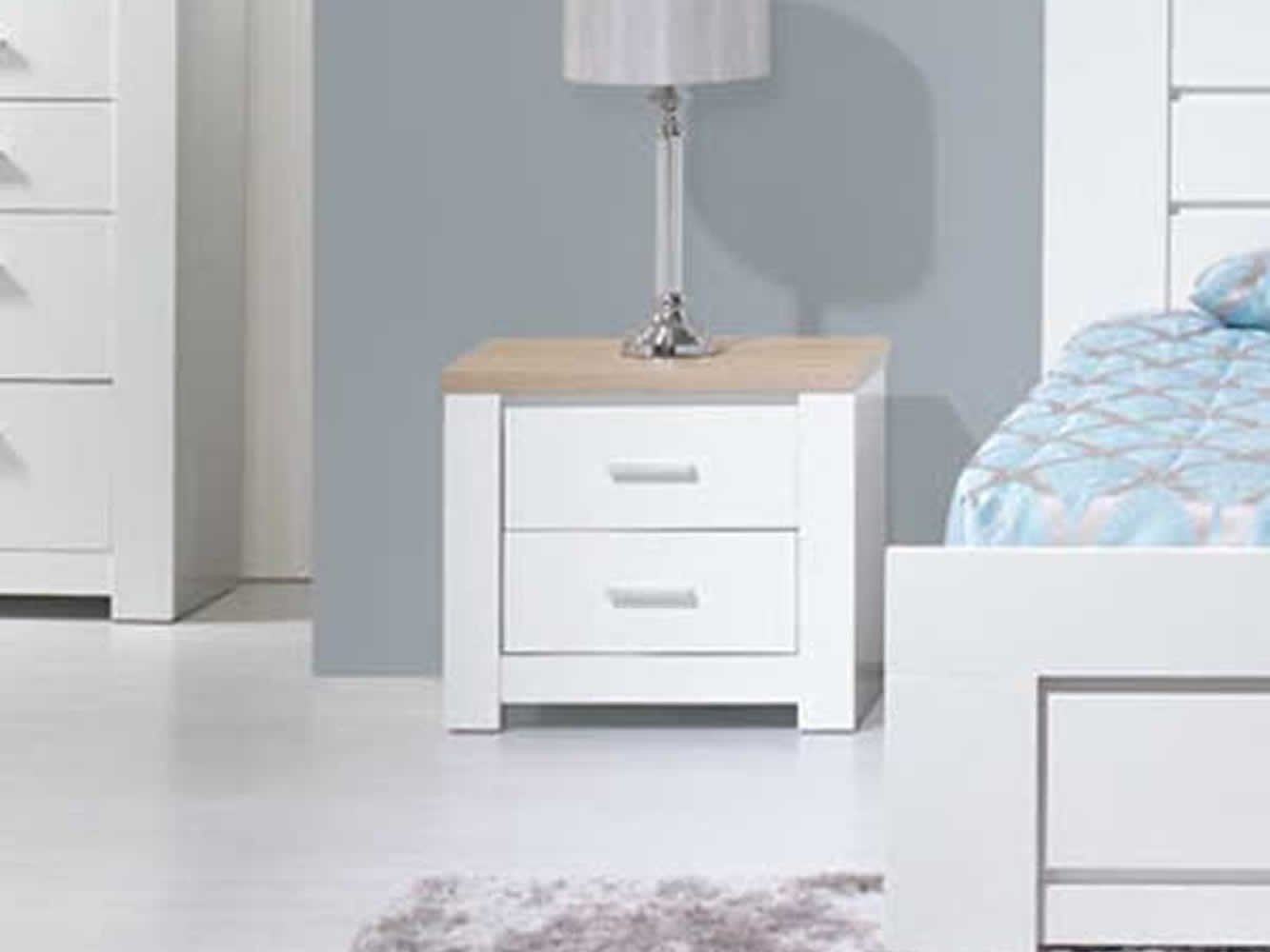 Florence Oak/White Bedside Table