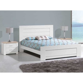 Lit Double Florence Chêne/Blanc Avec Sommier  Lit Double Florence Chêne/Blanc Avec Sommier